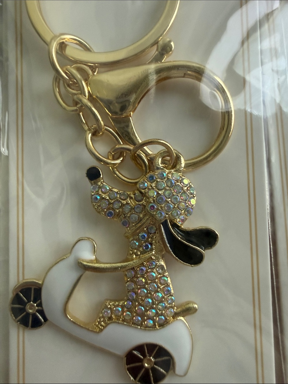 Blossom Poodle in White Scooter Keychain - Silver or Gold Toned. NWT - Picture 2 of 3